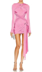 PULL-ON STYLING MINI DRESS IN PINK DRESS STYLE OF CB