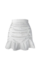 PURPLE RUFFLE PLEATED MINI SKIRT Skirts styleofcb S WHITE