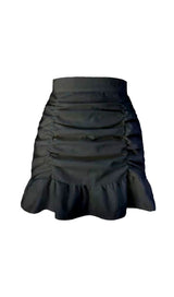 PURPLE RUFFLE PLEATED MINI SKIRT Skirts styleofcb S BLACK