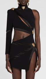 PANTHER HEAD CUT OUT ASYMMETRIC MINI BANDAGE DRESS Bandage Dresses styleofcb