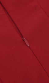 RED PUFF SEELVE BANDAGE MIDI DRESS Dresses styleofcb