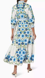 RETRO-INSPIRED TIERED MAXI DRESS IN BLUE DRESS styleofcb
