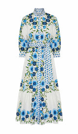 RETRO-INSPIRED TIERED MAXI DRESS IN BLUE DRESS styleofcb