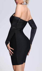 RHINESTONE HALTER BANDAGE MIDI DRESS IN BLACK DRESS STYLE OF CB