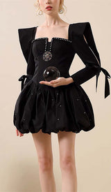 RHINESTONE HEM MINI DRESS IN BLACK DRESS STYLE OF CB