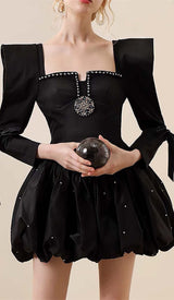 RHINESTONE HEM MINI DRESS IN BLACK DRESS STYLE OF CB