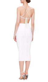 RIBBED CUT OUT MIDI DRESS IN WHITE DRESS styleofcb