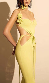 RIBBED CUT OUT MIDI DRESS IN YELLOW DRESS styleofcb