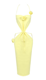 RIBBED CUT OUT MIDI DRESS IN YELLOW DRESS styleofcb