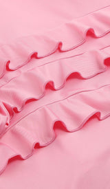 ROSE-DETAIL RUFFLED MINI DRESS IN PINK DRESS styleofcb