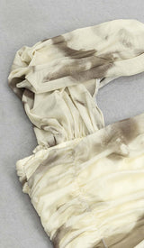 RUCHED BANDEAU MIDI DRESS IN BEIGE DRESS STYLE OF CB