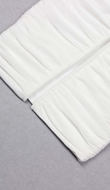 RUCHED BANDEAU MIDI DRESS IN WHITE DRESS STYLE OF CB