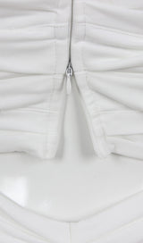 RUCHED CUTOUT FLARED TWO PIECE SET IN WHITE DRESS STYLE OF CB