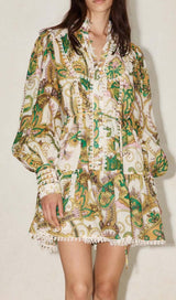 RUFFLE PAISLEY PRINT MINI DRESS DRESS sis label