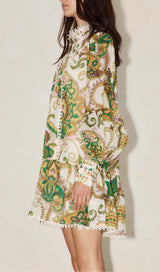 RUFFLE PAISLEY PRINT MINI DRESS DRESS sis label