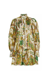 RUFFLE PAISLEY PRINT MINI DRESS DRESS sis label