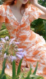 RUFFLE SLEEVED VOILE MAXI DRESS IN PINK DRESS STYLE OF CB