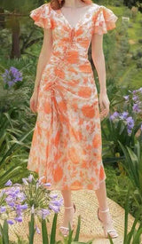 RUFFLE SLEEVED VOILE MAXI DRESS IN PINK DRESS STYLE OF CB