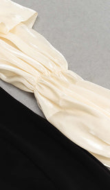 RUFFLE COLD SHOULDER MIDI DRESS IN BLACK DRESS STYLE OF CB