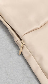 RUFFLED PLATED MAXI DRESS IN KHAKI DRESS styleofcb