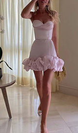 RUFFLED CORSET MINI DRESS IN PINK DRESS STYLE OF CB