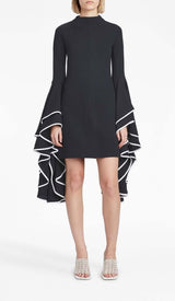RUFFLED SLEEVE MINI DRESS IN BLACK DRESS STYLE OF CB
