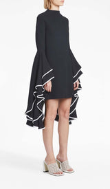 RUFFLED SLEEVE MINI DRESS IN BLACK DRESS STYLE OF CB