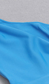 RUFFLE ONE SHOULDER MIDI DRESS IN BLUE DRESS STYLE OF CB