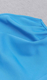 RUFFLE ONE SHOULDER MIDI DRESS IN BLUE DRESS STYLE OF CB