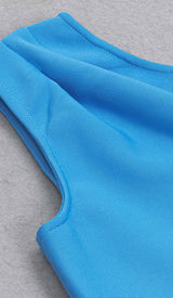 RUFFLE ONE SHOULDER MIDI DRESS IN BLUE DRESS STYLE OF CB