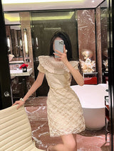 RUFFLES EMBROIDERY MIDI DRESS IN WHITE DRESS STYLE OF CB