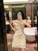 RUFFLES EMBROIDERY MIDI DRESS IN WHITE DRESS STYLE OF CB