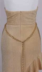 RUFFLES HALTER HIGH LOW DRESS IN GRAY styleofcb