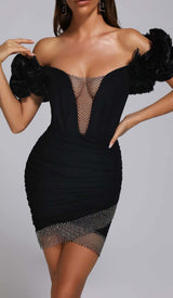 RUFFLES BANDAGE MINI DRESS IN BLACK DRESS STYLE OF CB