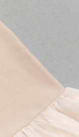 RUFFLE STRAPPY MIDI DRESS IN BEIGE DRESS STYLE OF CB