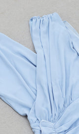 RUFFLE V-NECK MIDI DRESS IN TRANQUIL OCEAN Dresses styleofcb