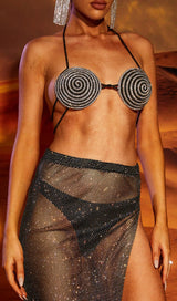 SPIRAL CRYSTAL BUSTIER TOP IN BLACK Tops styleofcb