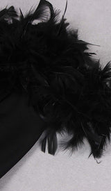 FEATHER PLUNGE MIDI DRESS IN BLACK DRESS STYLE OF CB
