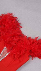 FEATHER PLUNGE MIDI DRESS DRESS STYLE OF CB