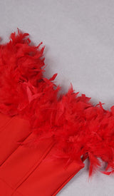 FEATHER PLUNGE MIDI DRESS DRESS STYLE OF CB