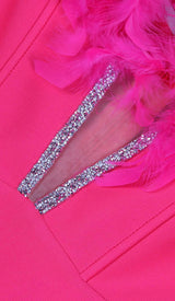 FEATHER PLUNGE MIDI DRESS IN ROSE DRESS STYLE OF CB