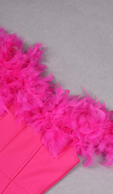 FEATHER PLUNGE MIDI DRESS IN ROSE DRESS STYLE OF CB