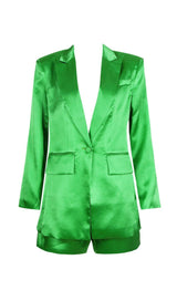 SATIN BLAZER SUIT IN GREEN Clothing styleofcb