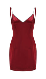 SATIN BOW BACK MINI DRESS IN WINE RED Dresses styleofcb