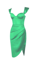 SATIN CORSET DRESS IN GREEN Dresses styleofcb