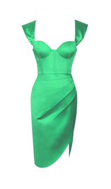 SATIN CORSET DRESS IN GREEN Dresses styleofcb