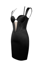 SATIN CORSET MINI DRESS IN BLACK Dresses styleofcb