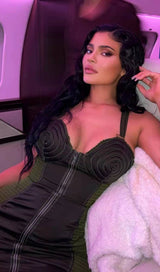 SATIN MIDI DRESS IN BLACKISH GREEN Dresses styleofcb