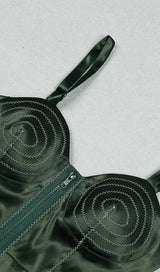 SATIN MIDI DRESS IN BLACKISH GREEN Dresses styleofcb