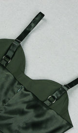 SATIN MIDI DRESS IN BLACKISH GREEN Dresses styleofcb